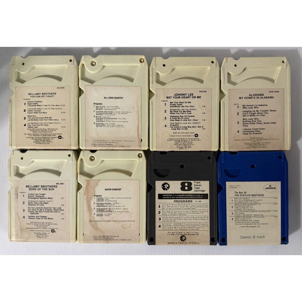 Lot Of 8 Vintage 8-Track Country Music Tapes By Various Artists - UNTESTED - Picture 2 of 4